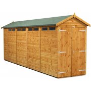 Power 18x4 Apex Secure Garden Shed - Double Door